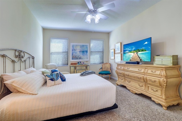 bedroom featuring carpet and ceiling fan