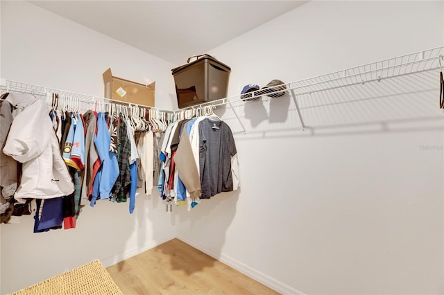 spacious closet featuring hardwood / wood-style flooring