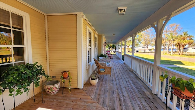 deck with covered porch