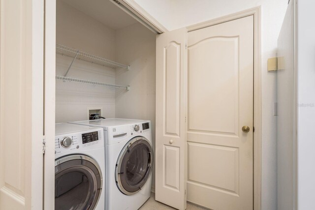 laundry room with washer and clothes dryer and laundry area