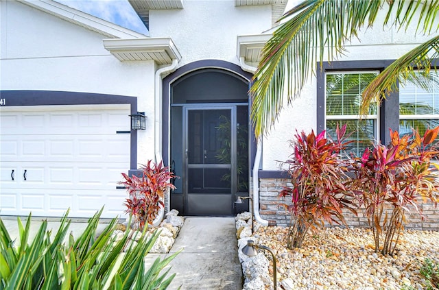 entrance to property with a garage