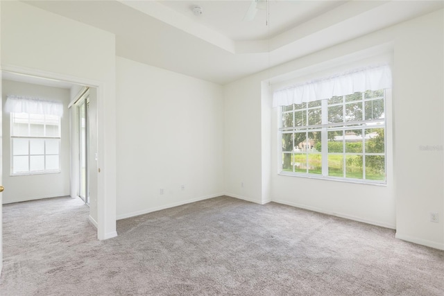 5733 Heronpark Pl, Lithia, FL 33547 - spare room with carpet flooring, a smoke detector, ceiling fan, and a raised ceiling