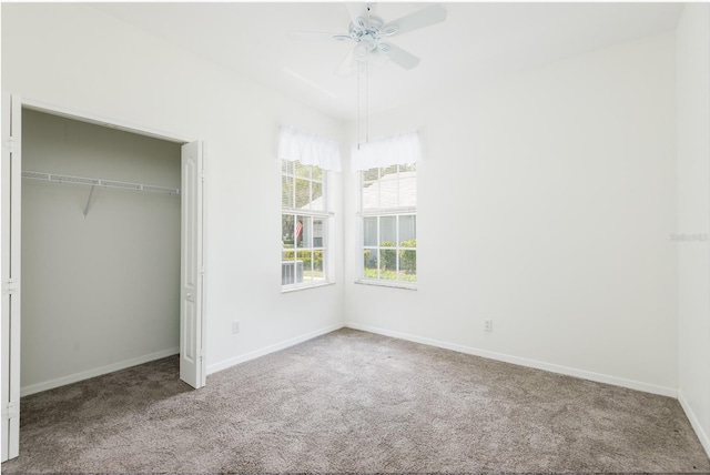 5733 Heronpark Pl, Lithia, FL 33547 - unfurnished bedroom with carpet floors, a closet, and a ceiling fan