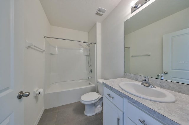 full bathroom with tile patterned flooring, vanity, toilet, and shower / bath combination