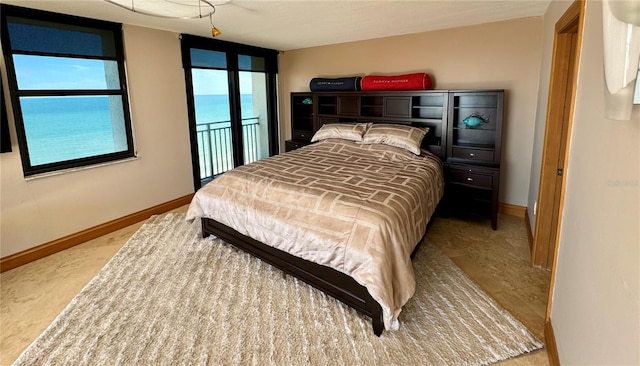 bedroom with a water view