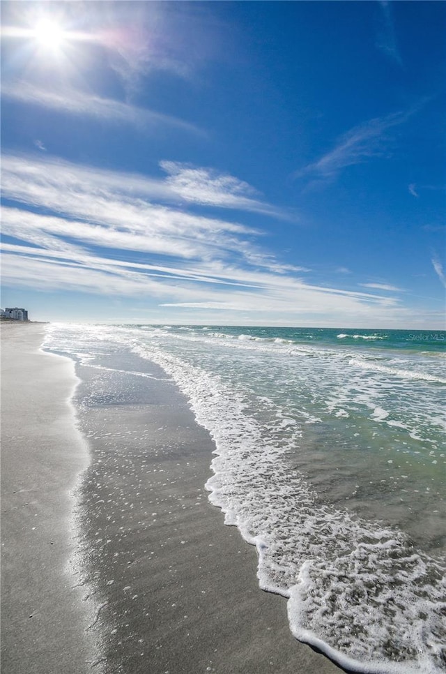 view of water feature with a view of the beach