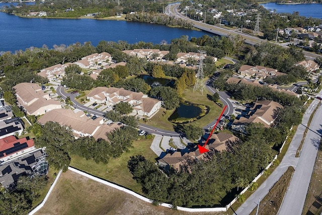 bird's eye view featuring a water view