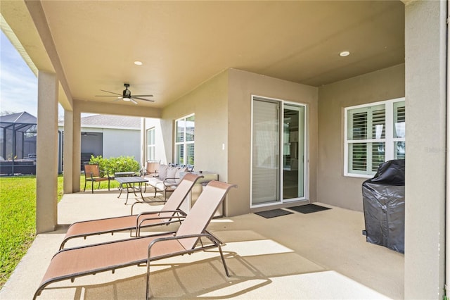 view of patio / terrace with ceiling fan