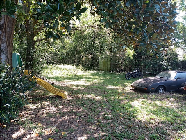 view of yard with a playground