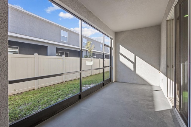 view of unfurnished sunroom