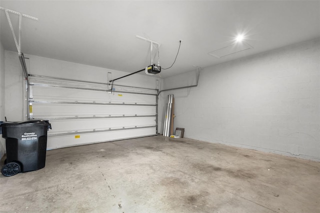 garage with a garage door opener