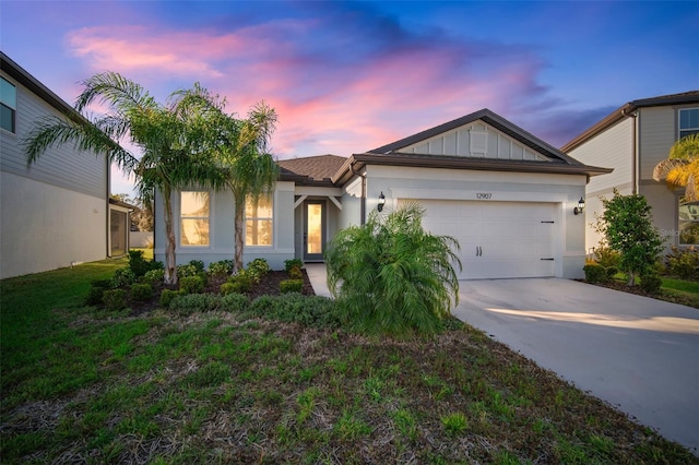 view of front of house with a garage