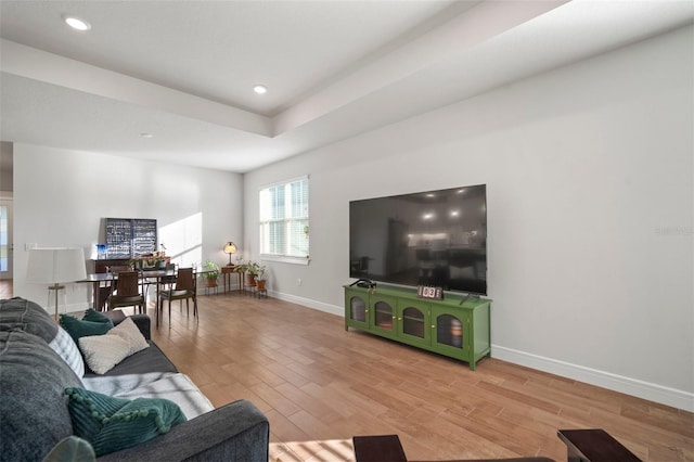 living room featuring light wood-type flooring