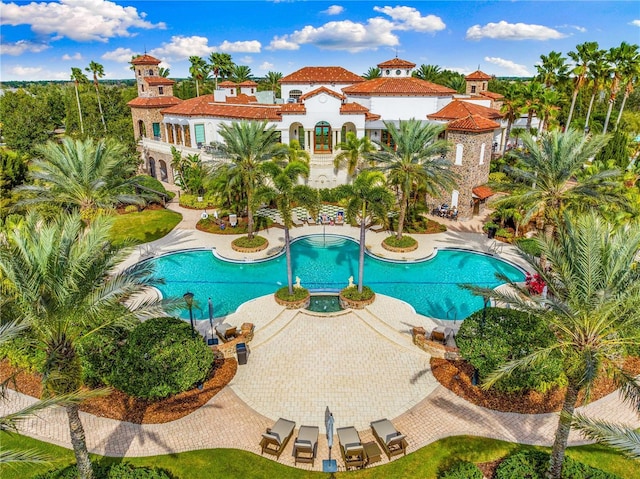 view of pool with a patio area