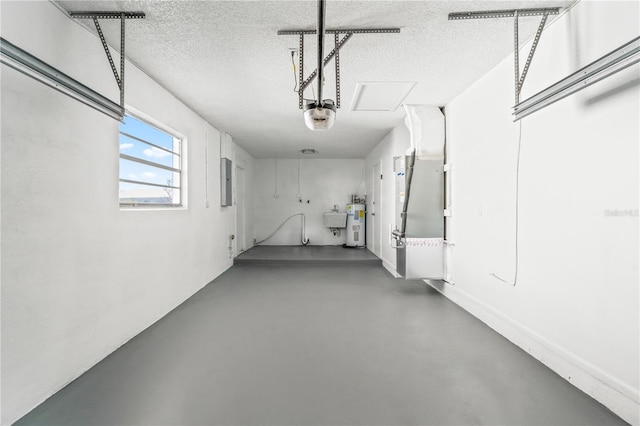 9201 40th Way N, Pinellas Park, FL 33782 - garage with electric panel, electric water heater, heating unit, and a garage door opener