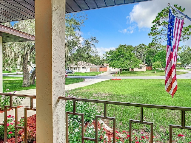 view of yard featuring a porch