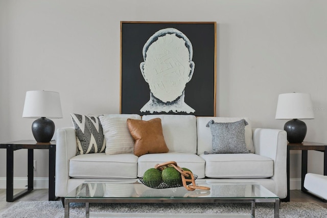 living room featuring wood-type flooring