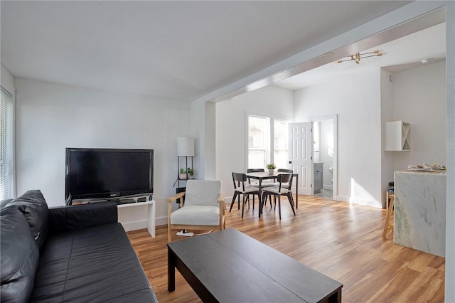 living room with light wood-type flooring