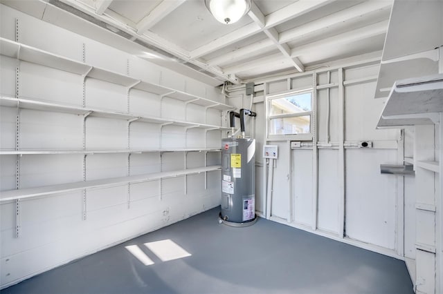 utility room with electric water heater