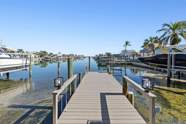 view of dock featuring a water view