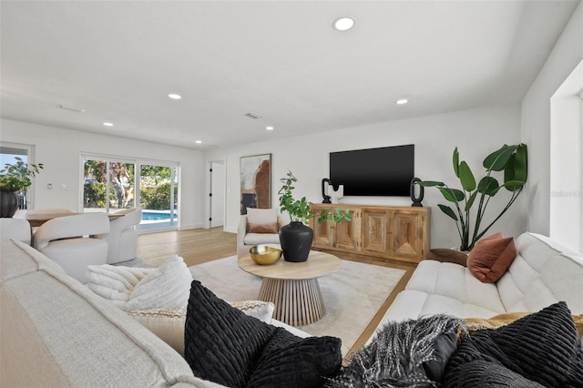 living room featuring light hardwood / wood-style flooring