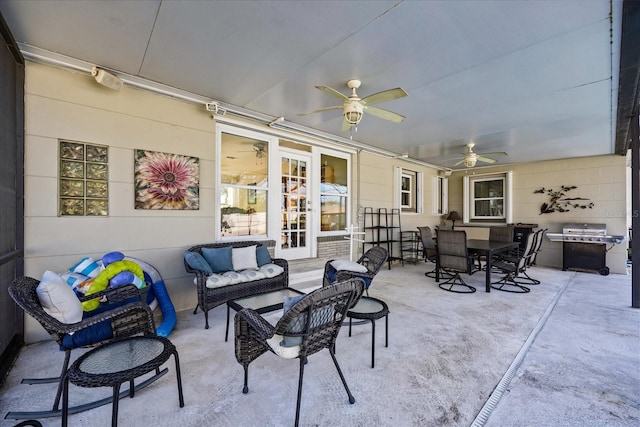 view of patio / terrace featuring outdoor lounge area and french doors