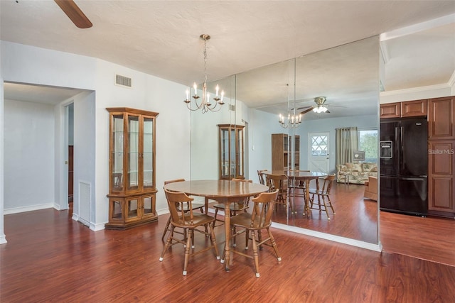 2451 Canadian Way Unit 47, Clearwater, FL 33763 - dining space with a ceiling fan, a chandelier, and wood finished floors