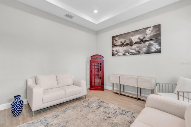 living room with light wood-type flooring