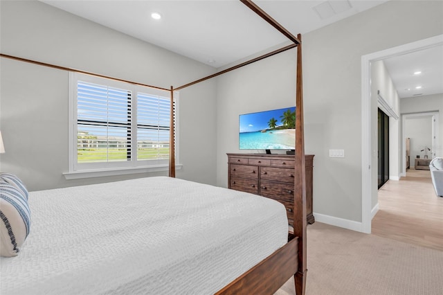 bedroom with light wood-type flooring