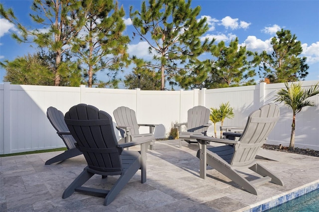 view of patio / terrace with a fenced in pool