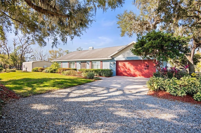 ranch-style house with a front lawn