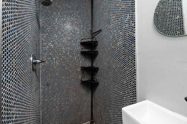 details featuring sink and tiled shower