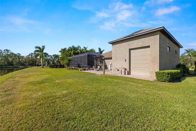 view of yard featuring glass enclosure