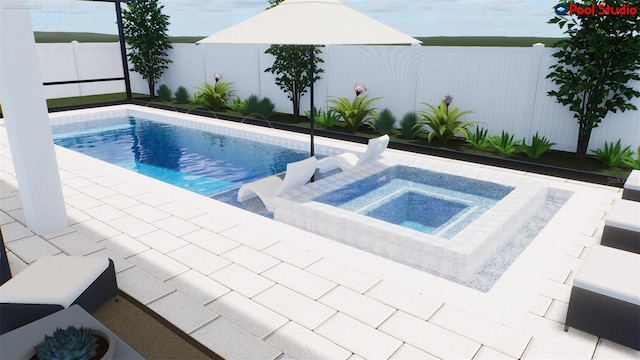 view of swimming pool with an in ground hot tub and a patio