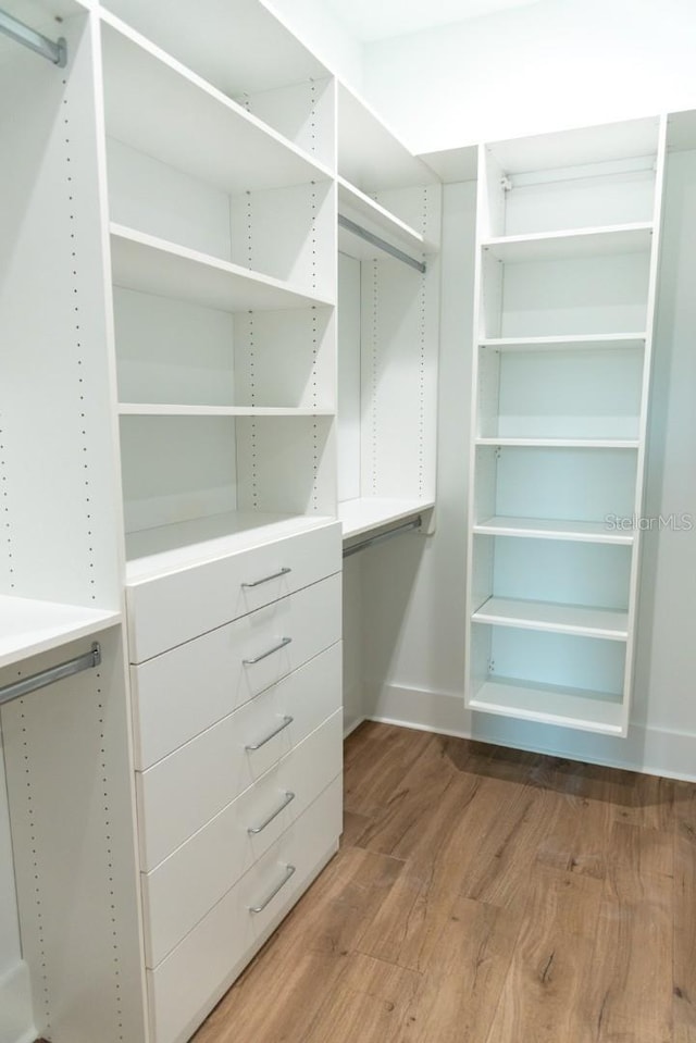 walk in closet featuring wood-type flooring