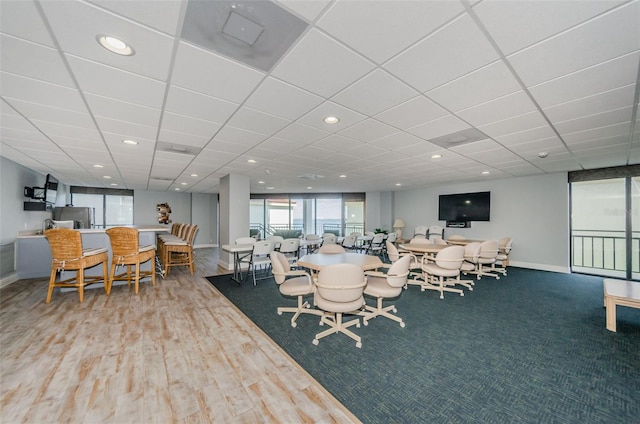 dining area with hardwood / wood-style flooring