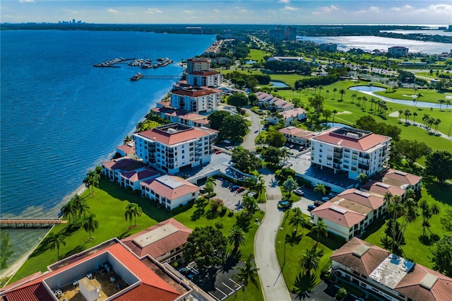 bird's eye view featuring a water view