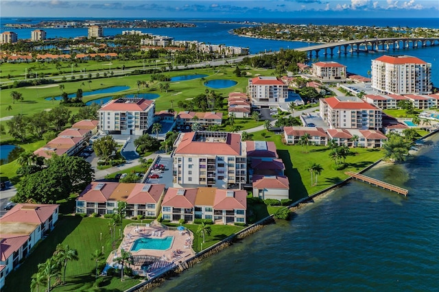 bird's eye view featuring a water view