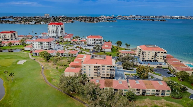 bird's eye view featuring a water view