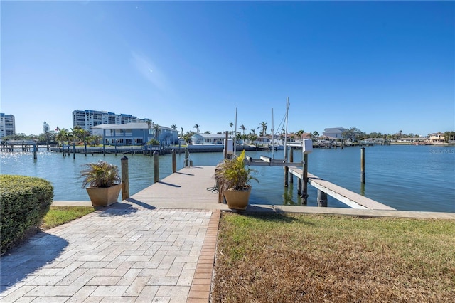 view of dock featuring a water view