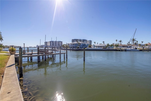 dock area featuring a water view