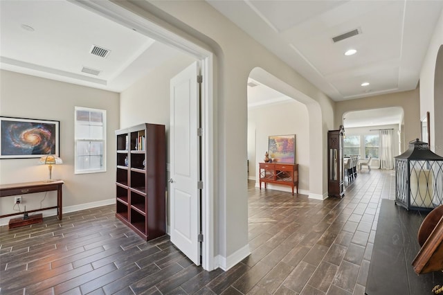 hall featuring dark hardwood / wood-style flooring