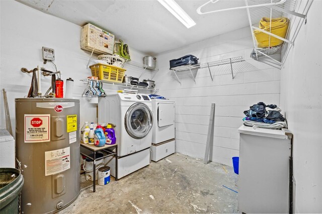 1202 Sawdust Ct, Valrico, FL 33596 - laundry area featuring electric water heater and washing machine and clothes dryer
