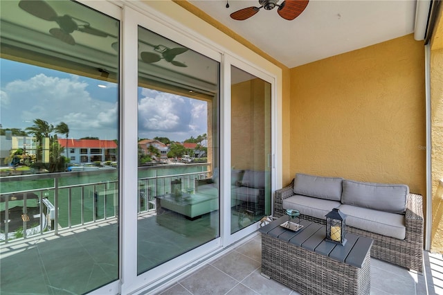 balcony with a water view