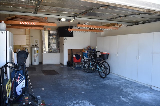 garage with electric water heater