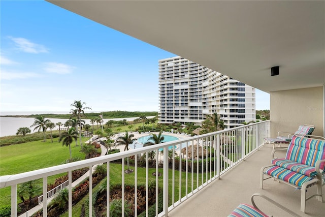 balcony with a water view