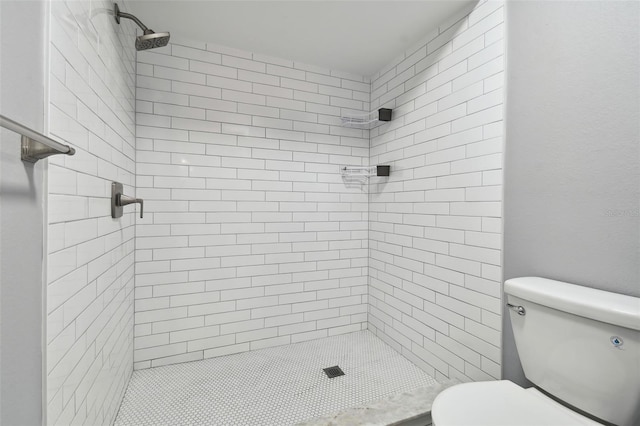 bathroom with toilet and tiled shower