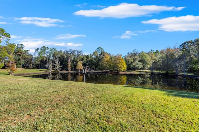 view of yard with a water view