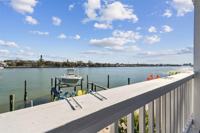 dock area featuring a water view