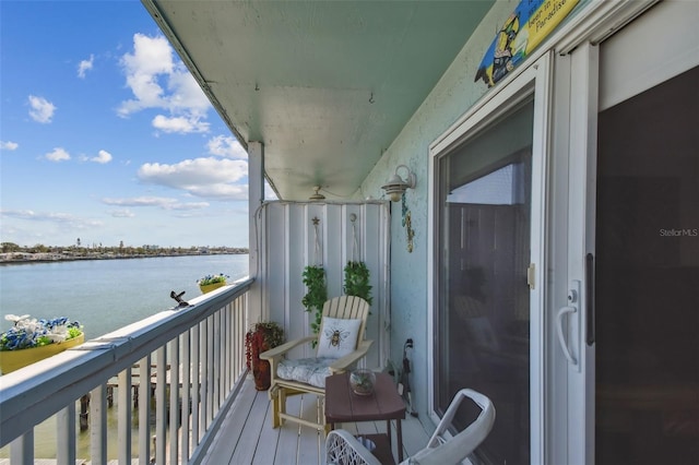 balcony with a water view